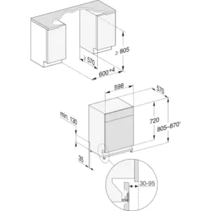 Miele G7042 SCU NER CLST AutoDos, Underbygningsopvaskemaskine