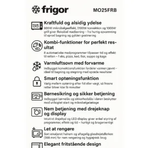 Frigor MO25FRB microwav e black, Fritstående mikroovn