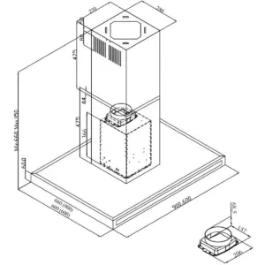 Silverline PE113-90SR 90cm sort, Frithængende emhætte