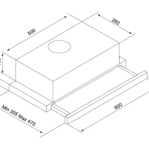 Silverline PE151HV 60cm hvid, Udtræksemhætte