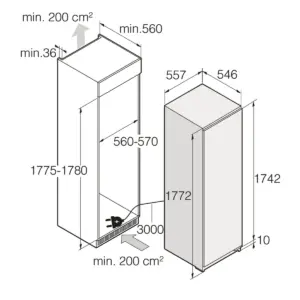 Asko RBF276DND1, Integrerbart fryseskab