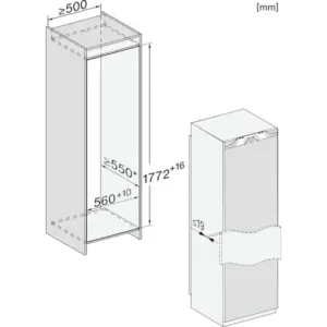 Miele K 7747 D, Integrerbart køleskab