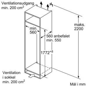 Bosch KIR81NSE0 Serie 2, Integrerbart køleskab